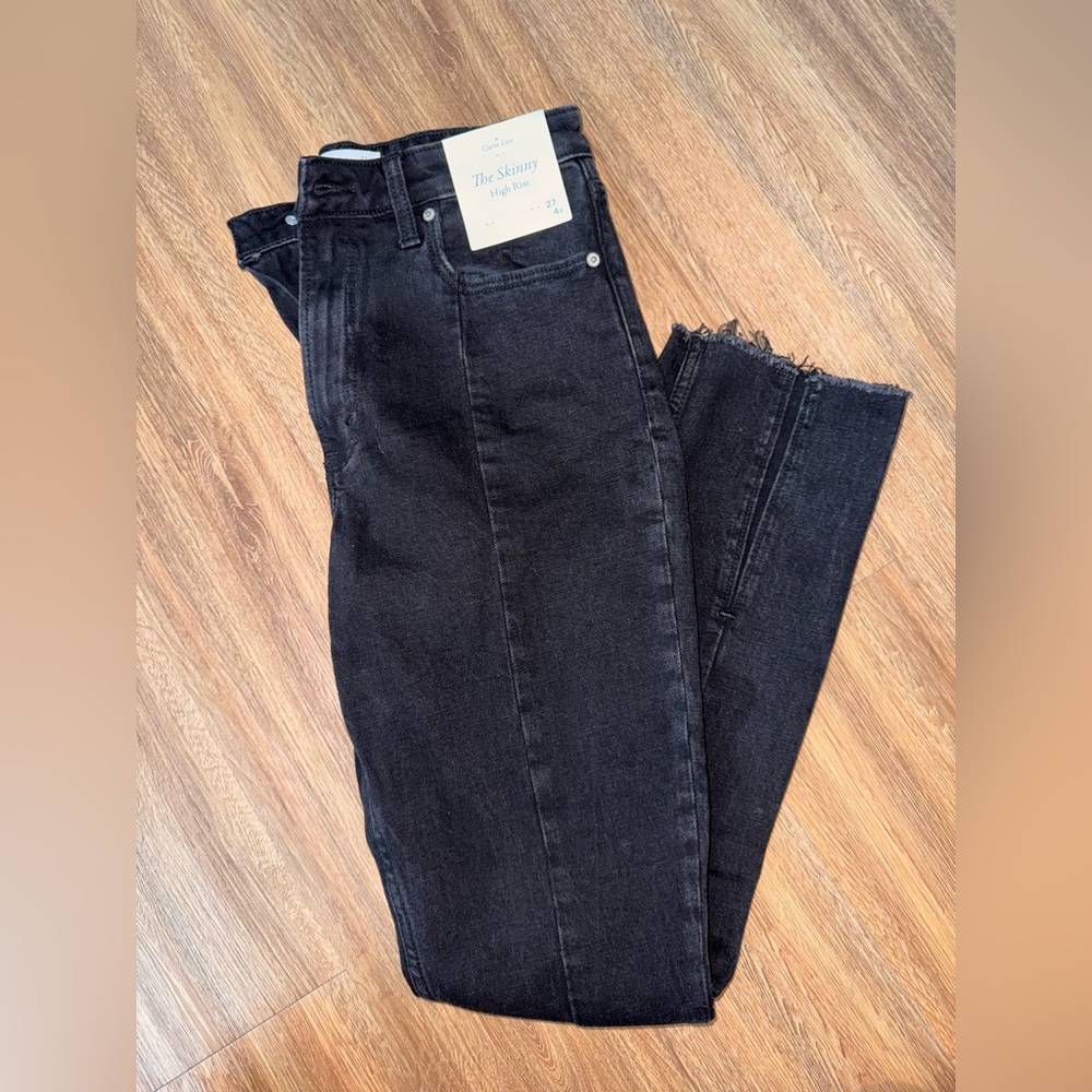 Abercrombie & Fitch Black High Rise Split Hem Flare Jeans